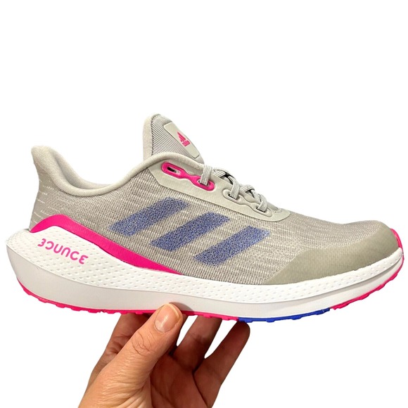Adidas EQ21 Youth Girls Running Shoes Size 5/ Women's Size 7 Gray Pink Blue - Picture 11 of 12